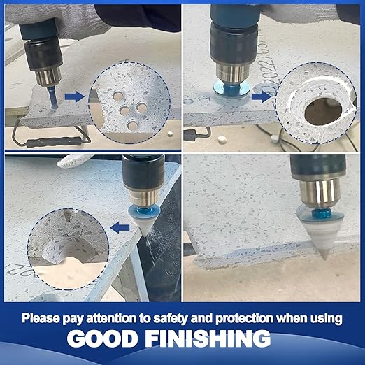 Tile Hole Saw Kit - BRSCHNITT Diamond Core Drill Bit Set 6/8/10/20/25/35mmDrill Bit &2" Diamond Chamfer Bit for Porcelain Tile Ceramic Marble Granite