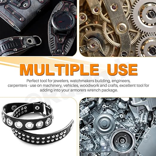 6Pcs 5 Sizes Roll Pin Punch Set with Double Faced Rubber Hammer Removing Repair Tools Steel Roll Pin Punches for Automotive Watch Bike Repairing