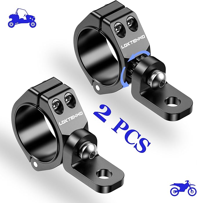 Thicken UTV LED Light Bar Mounts 2PCS, Heavy Duty CNC Aluminum 360° Adjustable Whip Light Mount Light bar Mounting Bracket, Fit 1.5''/1.75''/1.85''/2''/2.1'' Roll Cage
