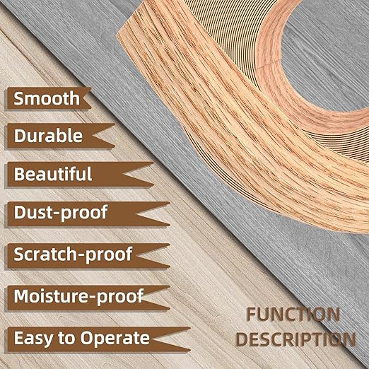 GSCIT Club Red Oak Edge Banding, 2 inch x 10ft roll of Veneer Edge Banding -Pre-glued Flexible, Real Wood Tape Banding for Cabinet Repair Furniture Restoration