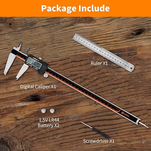 HARDELL Digital Caliper 12 Inch, Stainless Steel Caliper Measuring Tool with Large LCD Screen, Auto-Off Feature, Inch/Millimeter, Electronic Vernier Caliper for DIY, Jewelry, Parts, 3D Printing