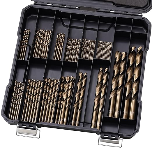 Cobalt Drill Bits Set for Hardened Metal and Stainless Steel, 101Pcs 1/16"-1/2" M35 HSS Twist Jobber Metal Drill Bits, with Index Storage Case