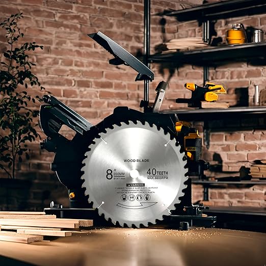 8" 40 Teeth Carbide Tip Wood Cutting Circular Saw Blade Table Saw Blade Miter Saw Blade with 5/8" Arbor for General Purpose