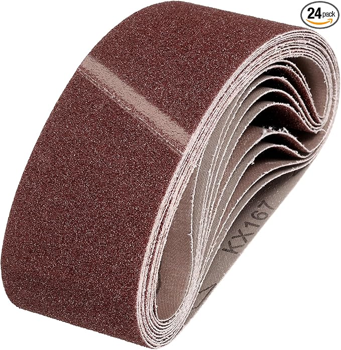 HARFINGTON 3 x 21 Inch Sanding Belts, 24 Pcs 60 Grits Aluminum Oxide Abrasive Belt Sander File Belt for Woodworking, Metal Polishing, Knife Sharpener