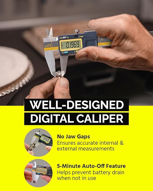 iGAGING Absolute Origin 0-6" Digital Caliper, IP54 Stainless Steel, SPC/USB Output Port, Inch & Metric Modes, Case, Manual