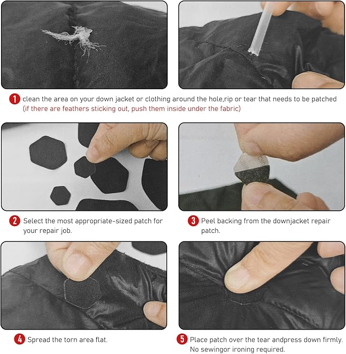Down Jacket Repair Patches - Highly Effective Repair of Nylon Fabric, Waterproof Self-Adhesive Repair Patch for Down Jackets, Tents, Raincoats, Outdoor Equipment