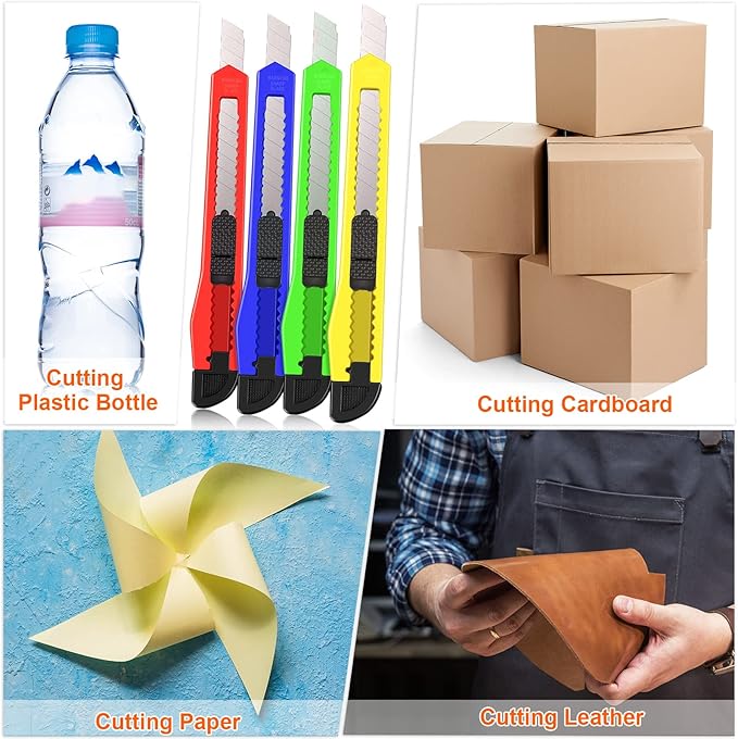 120 Utility Knife Box Cutters Utility Knife Retractable 9 mm Wide Blade with Safety Lock Compact Box Cutter Replacement for Home Office Arts Crafts Hobby