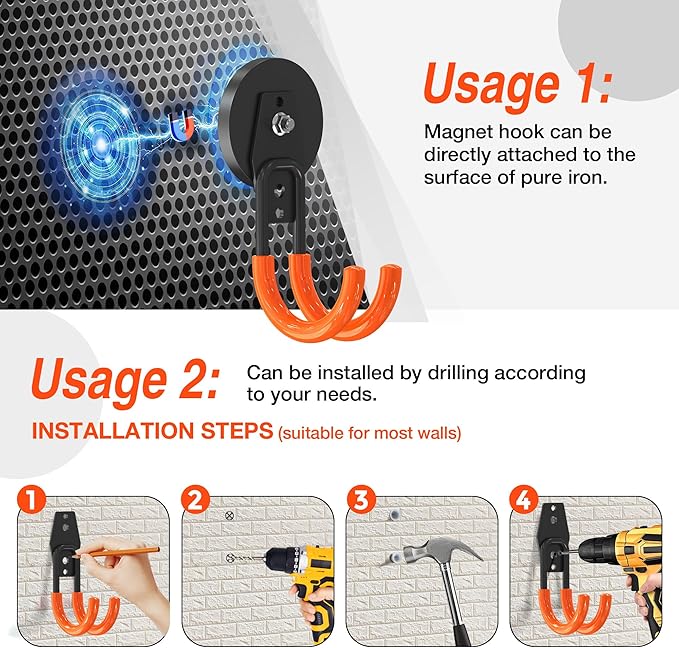 Strong Magnetic Hooks Heavy Duty, 2.6in Neodymium Magnets With Hooks For Hanging, Magnetic Tool Holder, Large Magnetic Storage Utility Hook For Cruise Cabins, Refrigerator, Garage,Outdoor Garden
