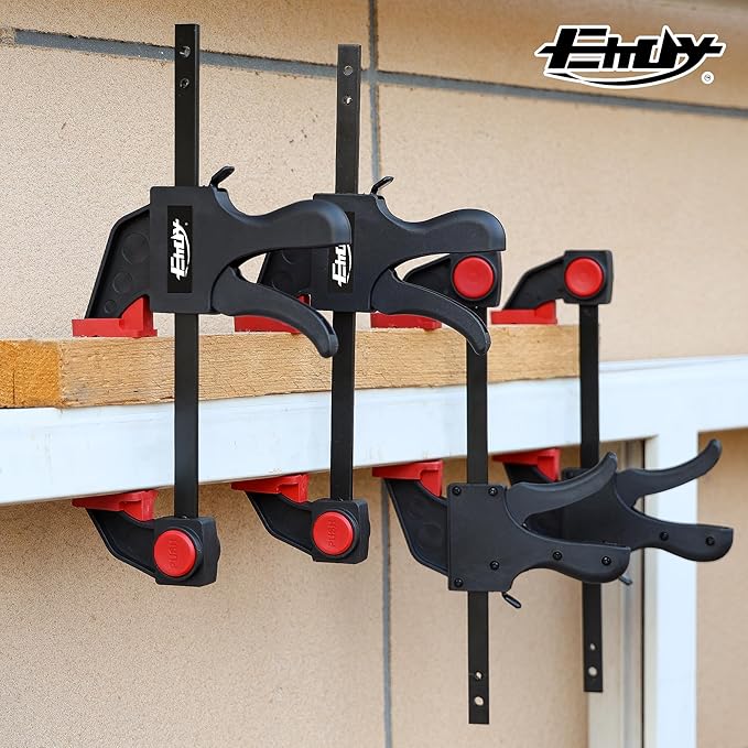 6" Bar Clamps for Woodworking, Medium 170 lbs One-Handed Spreader/Clamp, Light-Duty Quick-Clamp F Wood Clamps Set for Hand Wood Working Crafts Grip Gluing - 4 Pack