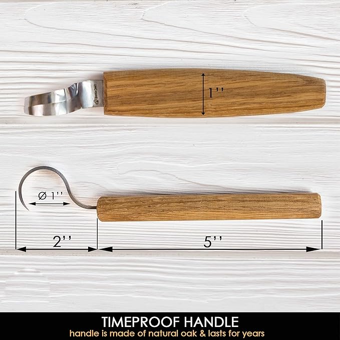 BeaverCraft Spoon Carving Hook Knife SK1 - Spoon Carving Tools Right-Handed - Crooked Whittling Knife for Spoons Kuksa Bowls and Cups, Whittling Tools for Beginners and Professional Carvers