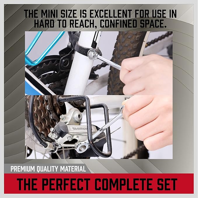 Premium Midget Wrench Set - 22-Piece Mini Combination Wrench Set Metric & SAE Ignition Wrench Sets 4-10mm & 5/32'' to 7/16'' Lightweight Small Carry Pouch
