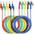 Sumnacon Multimeter Banana Plug to Crocodile Alligator Clip Test Probe, 5PC 4mm Stackable Colorful Silicone Banana Plug to Alligator Clip Test Probe Lead Wire Cable 9.8Ft/3M