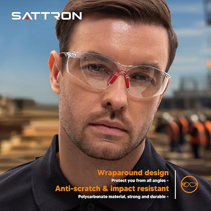 Clear Safety Glasses 12 Pack, Protective Eyewear UV Protection ANSI Z87.1, Safety Goggles Scratch & Impact Resistant, Eye Protection with Nose Pads for Men & Women Construction, Shooting, Lab Work