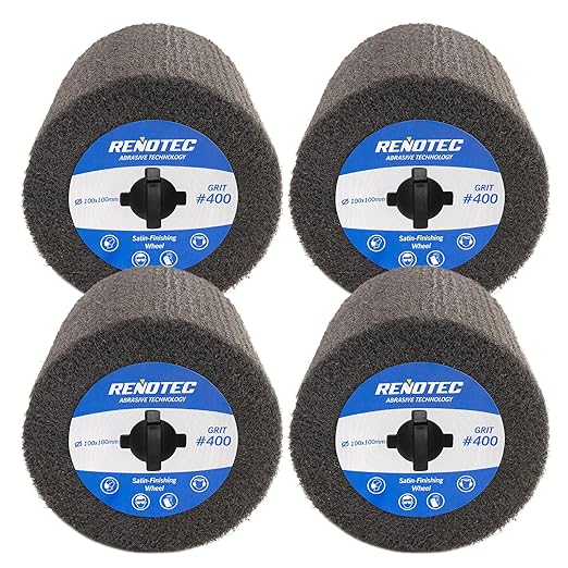 4"x4", Burnishing Wheel SSF 4 Pack, SF, Grit 400, S/C, Metalwork and Woodwork