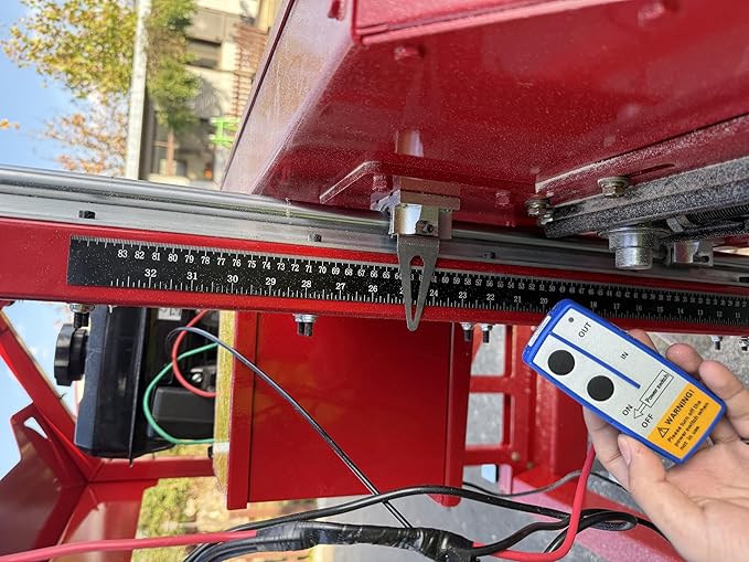 Gas-Powered Sawmill - 15HP 420cc, Cuts 32" Diameter Logs into 32"x7"x188.74" Planks, 160.63" Blade, 19.68FT Rail, 2 Tires, Trailer Hitch, Taillights, Quick Up/Down Sawhead, Red Steel