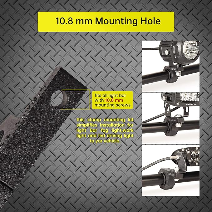Tube Clamps - Pack of 4,Horizontal Bar Clamp 1.625 inch,1.75 inch,1.875 inch,2.0 inch,Roll Bar Clamp for LED Light Bar,Cube Lights,ATVs Whips (1.625~2.0" Clamps)
