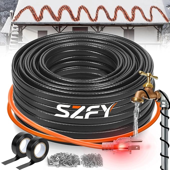 120FT Heat Tape for Water Pipes, -40°F Deicing Cable,Pipe Heating Cables for Roof,Gutter，Farm，Freeze Protetion Heat Trace Cable, Heated Water Hose,Plumbing Fixtures,120V 5W/FT