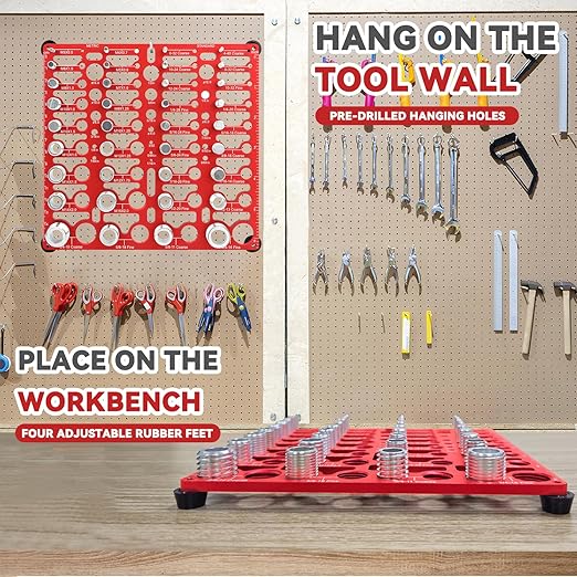 55 Thread Checker - Nut and Bolt Thread Checker Standard and Metric, Bolt Size Finder Bolt and Nut Identifier Gauge with 20 Standard & 16 Metric & 19 Drill Gauges, Bolt Thread Gauge Inch & Metric