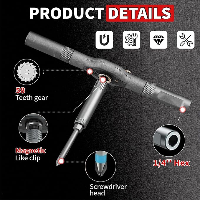 42 in 1 Magnetic Screwdriver Sets,Magnetic Drive Tool with Detachable Ratchet Handle,Multi Bit Ratchet Screwdriver Set,Multi Bit Ratcheting Screw Driver Set with Storage Case Repair Tool Kit (Black)