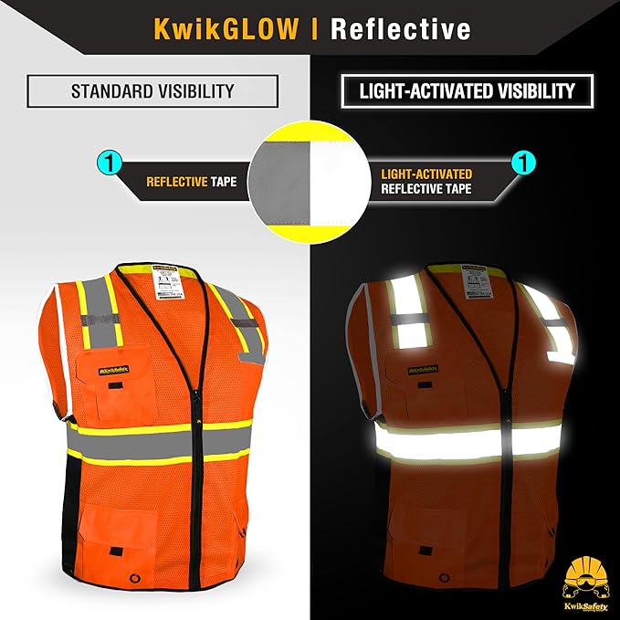 KwikSafety - Charlotte, NC - BIG KAHUNA Safety Vest [2 PACK] Class 2 ANSI OSHA Reflective Vest Durable High Visibility Vest Construction Safety Vest for Men Industrial Work Gear/Orange XL