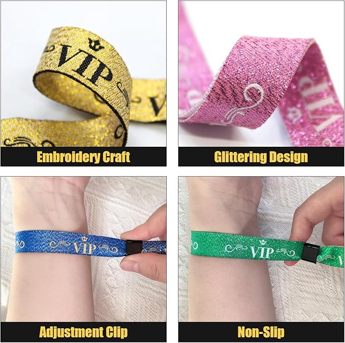 100 Colored VIP Wristbands for Concerts & Parties, Lightweight Disposable Wrist Strap (Multicolor)