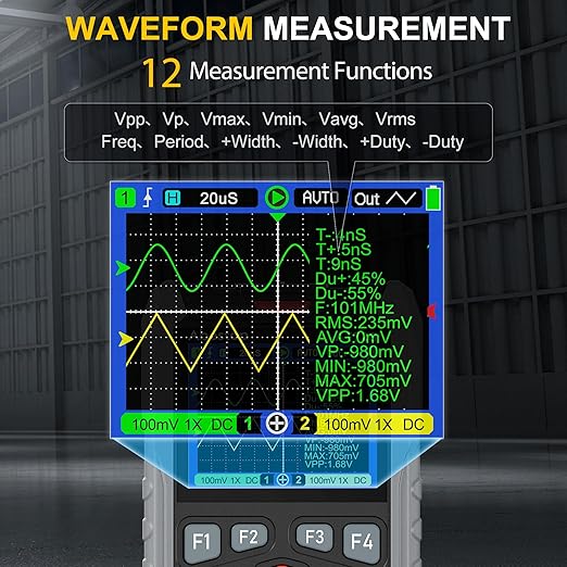 70MHz Bandwdith Digital Oscilloscope Multimeter, Dual Channel AT72S Abestop Oscillograph, 3 in 1 Functions with Digital Multimeter Signal Generator