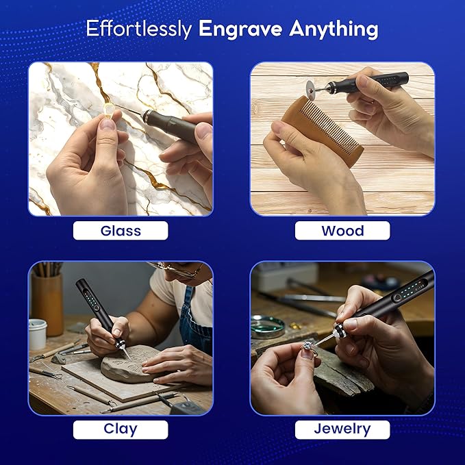 ELK Customizer Engraving Pen for All Materials - Rechargeable, Wireless & Beginner Friendly - Engrave 50+ Surfaces - Engraver Pen for DIYers & Artists - 30+ Bits & Tools Included