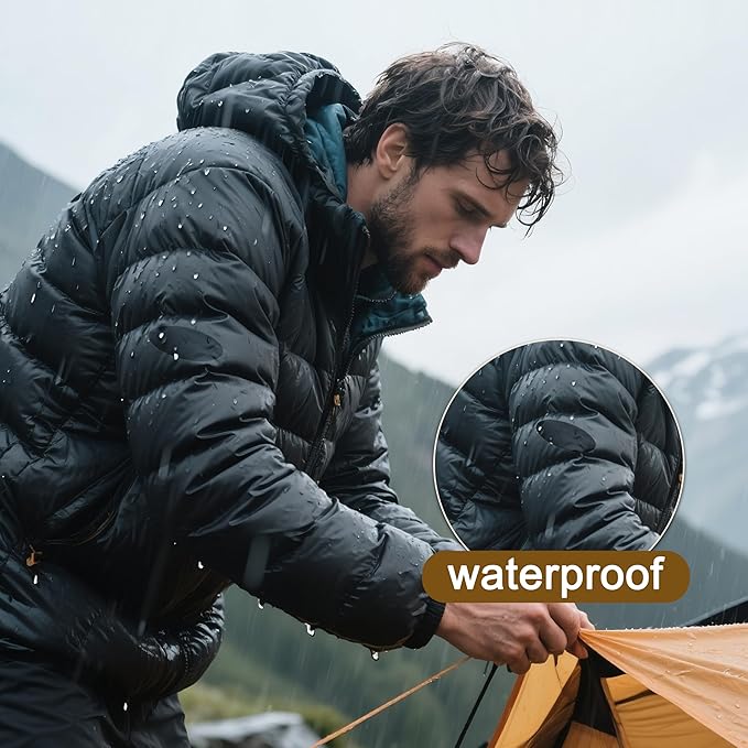Azobur Down Jacket Repair Patches-Waterproof, Self-Adhesive,Nylon Fabric Patches for Puffy Jackets, Rain and Snow Gear, Tents, Sleeping Bag and More(Navy Blue，2pcs)