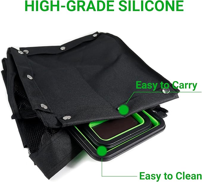 Collapsible Magnetic Parts Tray Set, Magnetic Tray for Mechanic's, 3 Different Size Tool Trays for Small Metal Parts, Cool Mechanic Tools, Cool Gifts for Mechanic (Green)