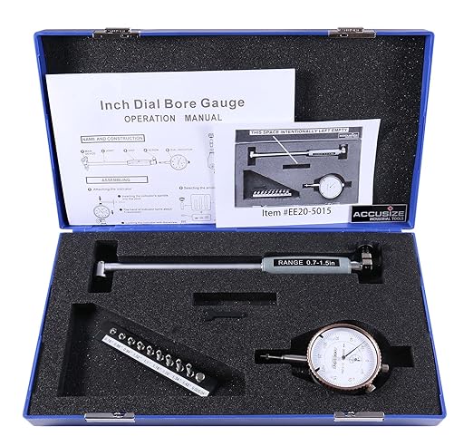 Accusize Industrial Tools 0.7-1.5'' by 0.0005'' Ddial Bore Gauges, Stem Length 6'', Ee20-5015