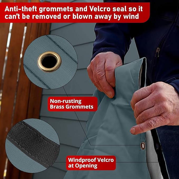 Redford Supply Co. Cold Snap (5°F) Backflow Preventer Insulation Cover, 36" W x 24" H, Pipe Insulation, Water Sprinkler Covers for Outside, Sprinkler Backflow Cover for Winter, Well Pump Bag (Gray)