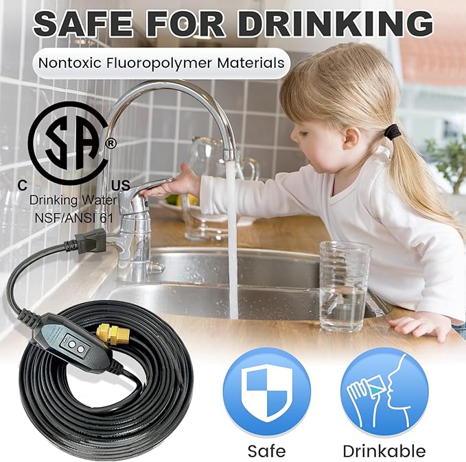 MAXKOSKO Self Regulating Heating Cable, CSA Certified Water Pipes from Inside the Pipe, Freeze Protection for Water Supply Pipes, Suitable for Jet Pump and Submersible Pump Applications, 65Ft 120V