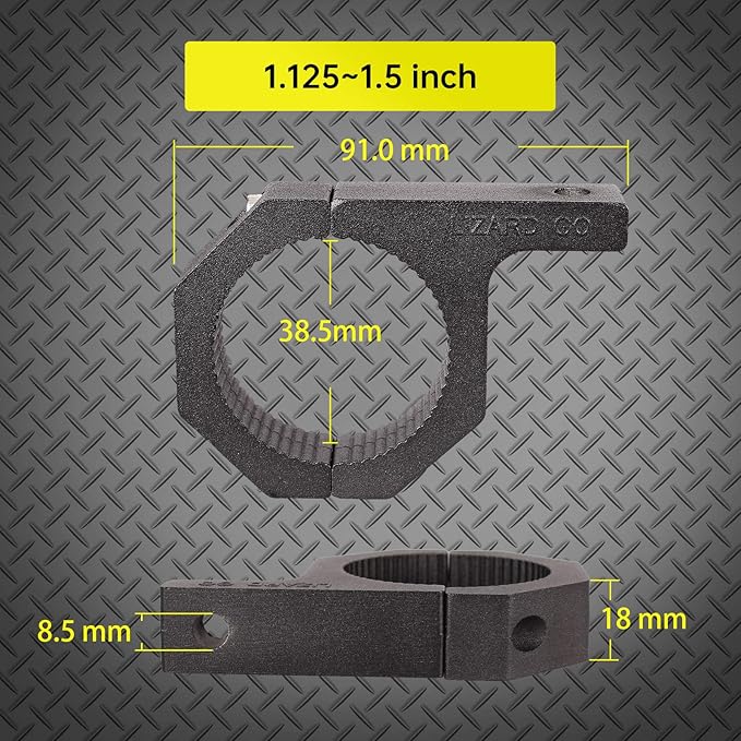Tubing Clamps -2Pack, Roll Cage Bar Clamp 1.125inch 1.25inch 1.5inch Motorcycle Crash Bar Light Pod Mounting Bracket Available Diameter Bar (1.125~1.5" Clamp)