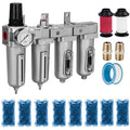 NANPU 1/2" NPT Industrial Grade 4 Stage Air Drying System - Particulate Filter, Coalescing Filter, Double Desiccant Dryers & Air Regulator, Metal Bowl, Manual Drain, for Paint Spray＆ Plasma Cutter