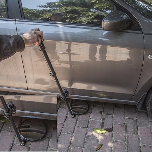 Vehicle Inspection Mirror/Under car Inspection Mirror - 12 Inch Diameter Security Mirror with Wheels and LED Light