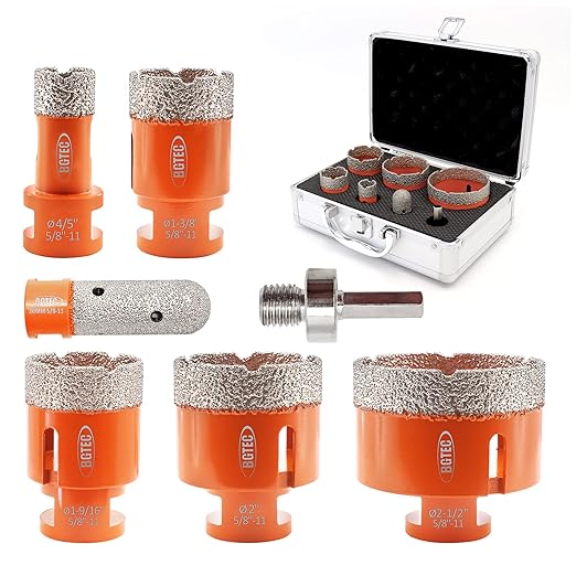 Diamond Core Drill Bits Set,BGTEC 7pcs Tile Hole Saw Kit 20/35/40/50/65mm with 20mm Finger Bits for Porcelain Tile,Ceramic Granite Marble Stone Masonry Brick