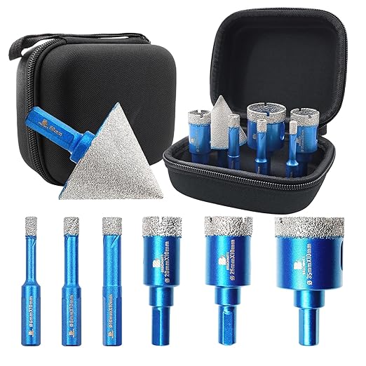 Tile Hole Saw Kit - BRSCHNITT Diamond Core Drill Bit Set 6/8/10/20/25/35mmDrill Bit &2" Diamond Chamfer Bit for Porcelain Tile Ceramic Marble Granite