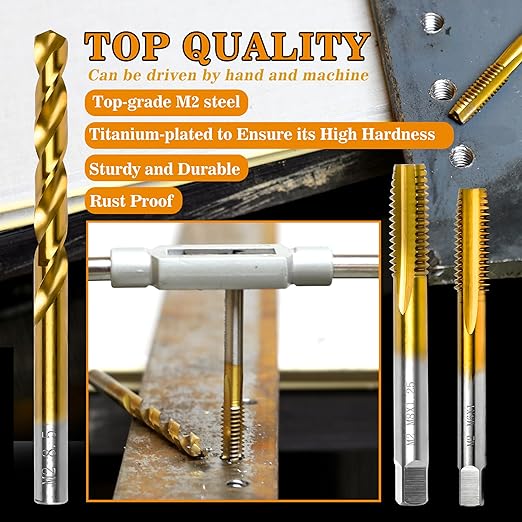 M3x0.5 Tap and 2.5mm Drill Bit Kit, M2 HSS Metric Drill and Tap Set, Combination of Drill and Tap Kit for Metal