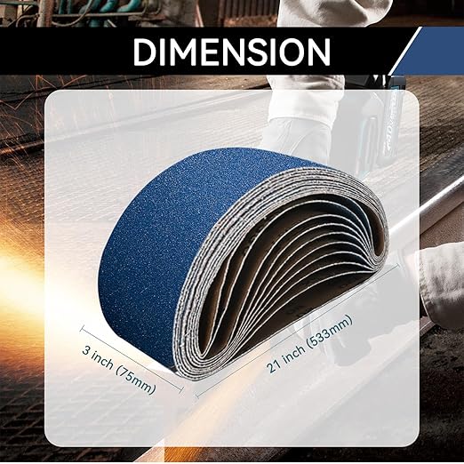 3x21 Inch Sanding Belts 20 Pcs 80 Grits Heavy Duty Belt Sander Zirconia Belt Sander Paper for Wood, Metal, Stainless Steel, Automotive, and Furniture