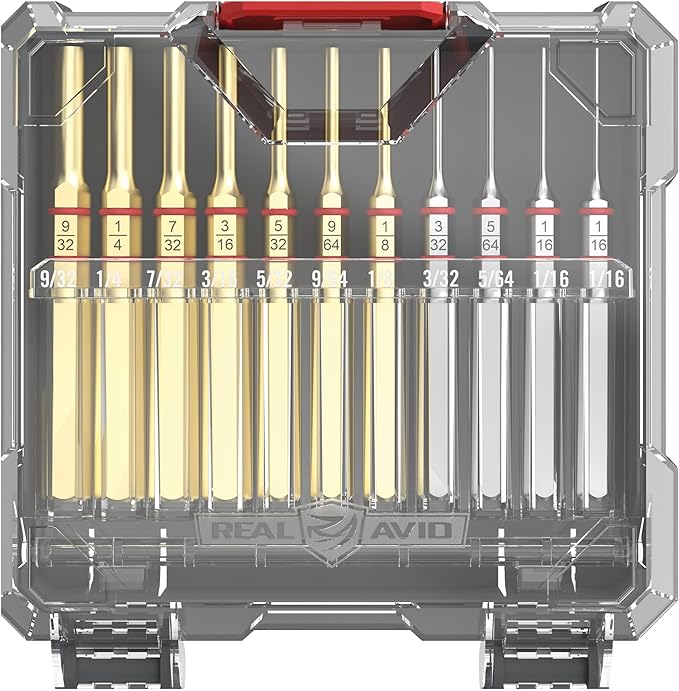 Real Avid 11-Piece Pin Punch Set - Portable All-in-One Punch Set with Storage Case - Choose Between Roll Pin, Standard or Brass and Steel Set