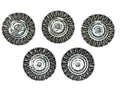 Benchmark Abrasives 4” Standard Twist Knot Wire Wheel with Arbor 5/8"-11 Thread, for Weld Cleaning, Weld Spatter Removal, Stripping, Deburring, Use with Angle Grinders - Carbon Steel (5 Pack)