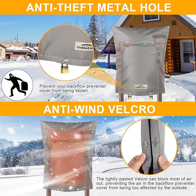 Backflow Preventer Cover Insulated (5˚F) - 36" W x 24" H Backflow Cover for Winter Pipe Freeze Protection - Sprinkler Covers for Outside, Double Wall Insulation Cover Grey