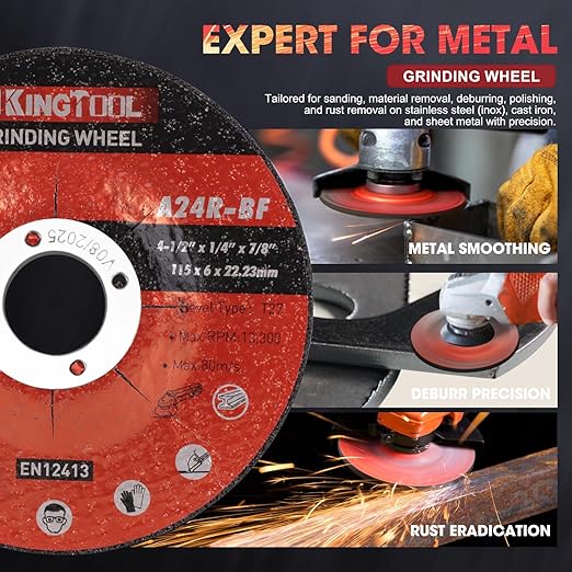 KingTool 31pcs Grinding & Cutting Wheels 4 1/2 inch Grinder Disc Set - 25pcs Cutting Wheel, 3pcs 4 1/2 Grinding Wheels, 3pcs Flap Discs with 7/8" Arbor for Angle Grinder Steel and Stainless