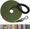 NTR 15FT Strong Dog Leash, Olive Rope Leash with Swivel Lockable Hook and Comfortable Padded Handle, Cat Puppy Lead for Small Medium Large Dogs Training, Playing, Camping,or Backyard, 15ft*3/5/''