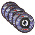 5-Pack 4.5" x 7/8" Ceramic Flap Disc, Mixed Grit (#40 x 2, #60 x 1, #80 x 1, #120 x 1), Bevel Type #29