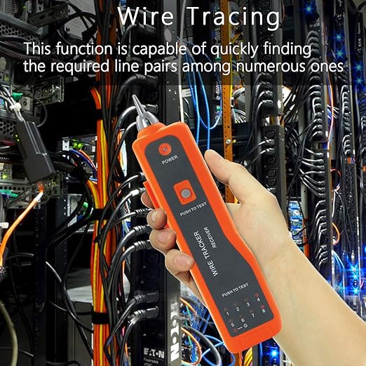 Wire Tester RJ45 RJ11 Cable Tracker Line Finder Multifunction Wire Tracker Ethernet LAN Network Cat5 Cat6 with Earphone for Cable Collation, Network Maintenance Collation, Telephone Line Test