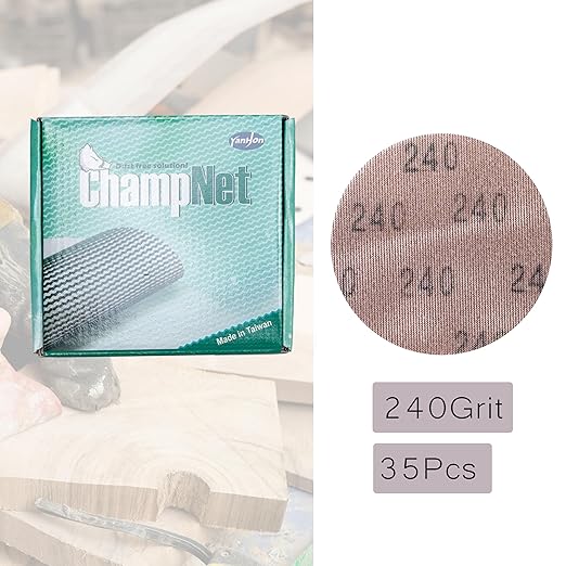 Mesh 5 inch 6 inch Sanding Discs 35PCS Hook and Loop Sanding Discs, Dust-Free, Ideal for Metal, Wood, Composites, Stock Removal, and Fine Finishing (6in, 240 Grit)