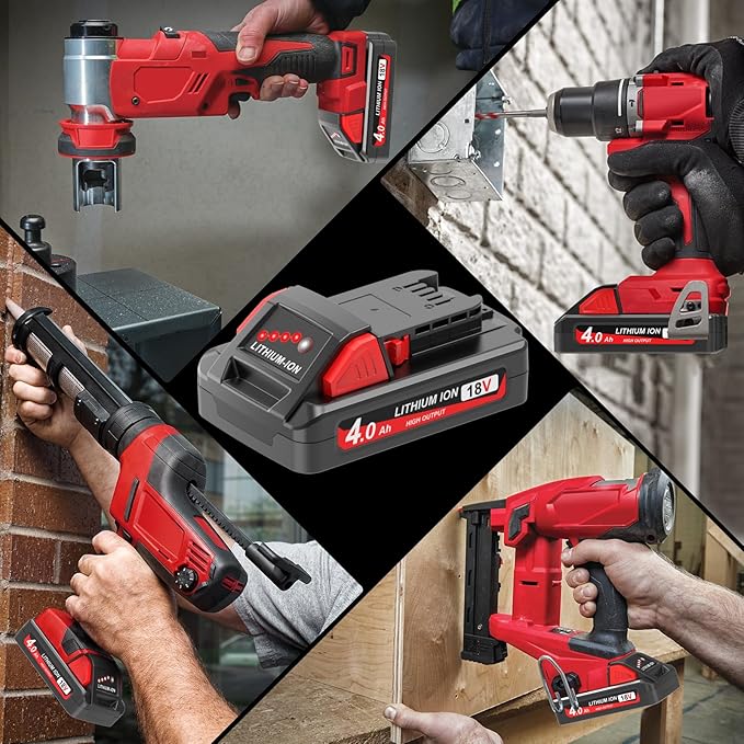 2 Pack 4.0Ah 18V Batteries Replace for Milwaukee M18 Battery Lithium lon 48-11-1815 48-11-1840, Compatible with m18 Milwaukee Battery Charger and 18 Volt Cordless Power Tools