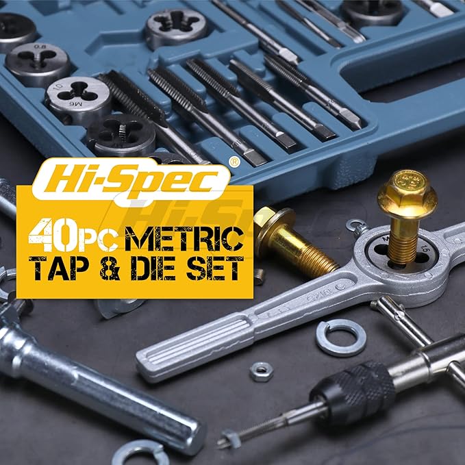 Hi-Spec 39pc Metric Tap & Die Set. Complete M3 to M12 Tapping and Threading Tools with Tap Wrench & Screw Pitch Gauge Accessories