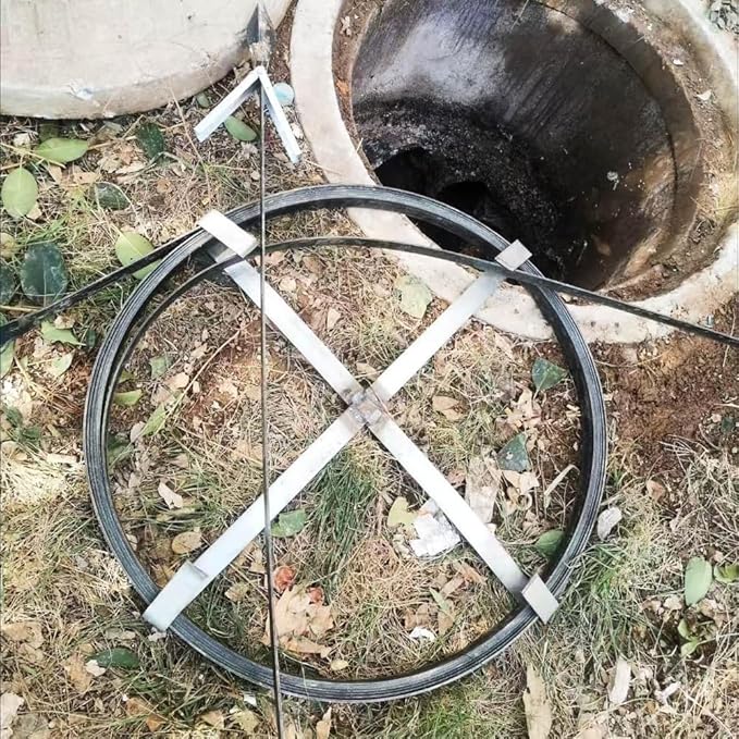 Heavy Duty Sewer Drain Snake for Outdoor,Manual,Flat,Length 15m/49.2ft,Width 2.5cm/1inch,Thickness 2.5mm/0.1inch,Manganese Steel,Sewer Plumbing Snake Tool